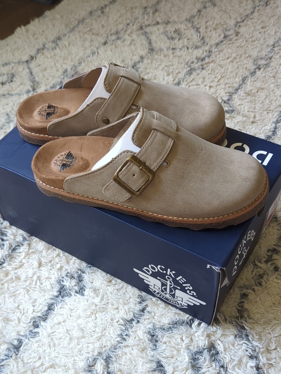 Dockers Other - NIB- Dockers Taupe Bircham Suede Slip-On Clog with Buckle Accent